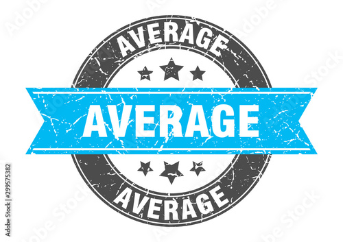 average round stamp with turquoise ribbon. average