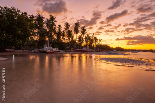 Beautiful sunset over a beach on Panglao Island, Philippines