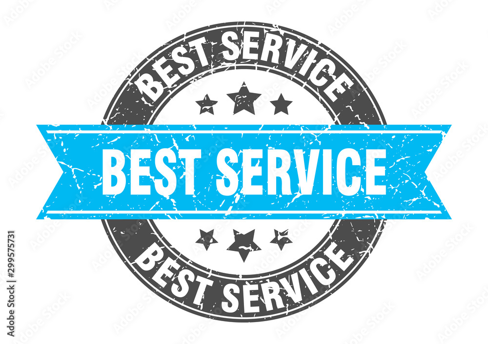 best service round stamp with turquoise ribbon. best service best service round stamp with turquoise ribbon. best service