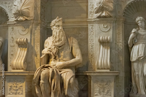 Moses by Michelangelo in the church of San Pietro in Vincoli in the city of Rome