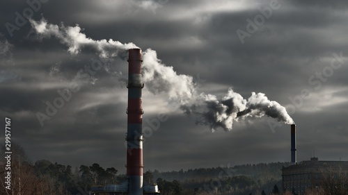 large central heating station in dramatic light. Vilnius, Lithuania photo