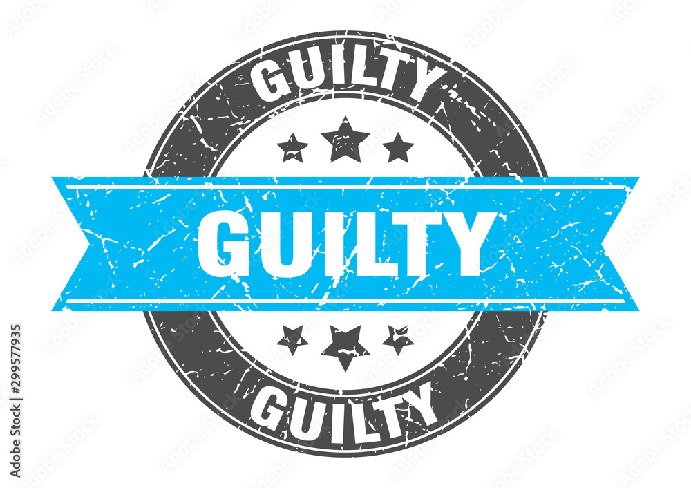 Fototapeta premium guilty round stamp with turquoise ribbon. guilty