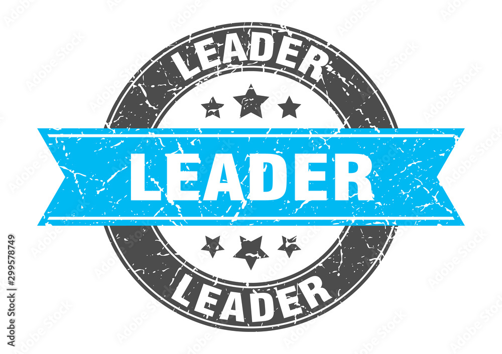Fototapeta premium leader round stamp with turquoise ribbon. leader