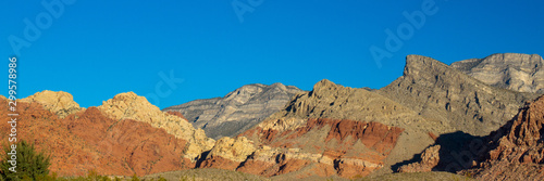 Panorama of Aztec sandstone and limestone cliffs at Red Rock Canyon National Conservation Area in Nevada
