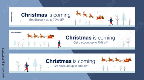 Christmas sale mobile banner for website or internet ads. Christmas celebration advertise background. Christmas is coming.