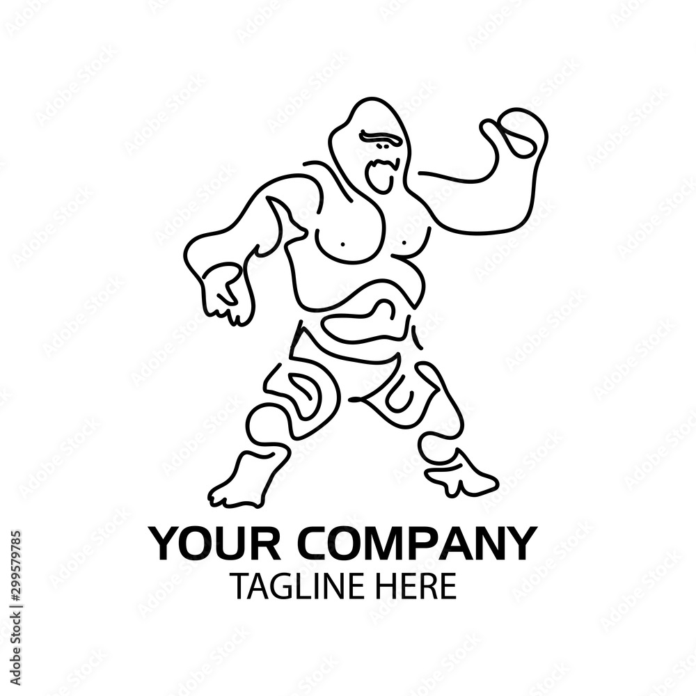 Line gorilla logo. flat design. Gorilla silhouette. Vector Illustration on white background Line gorilla logo. flat design. Gorilla silhouette. Vector Illustration on white background