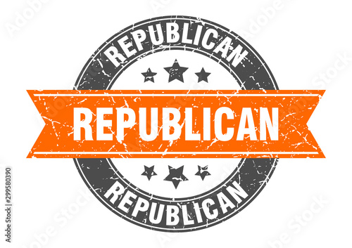 republican round stamp with orange ribbon. republican