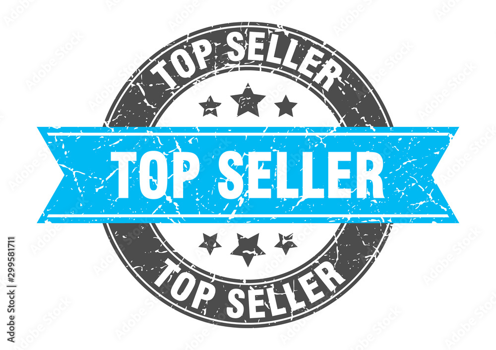 top seller round stamp with turquoise ribbon. top seller top seller round stamp with turquoise ribbon. top seller