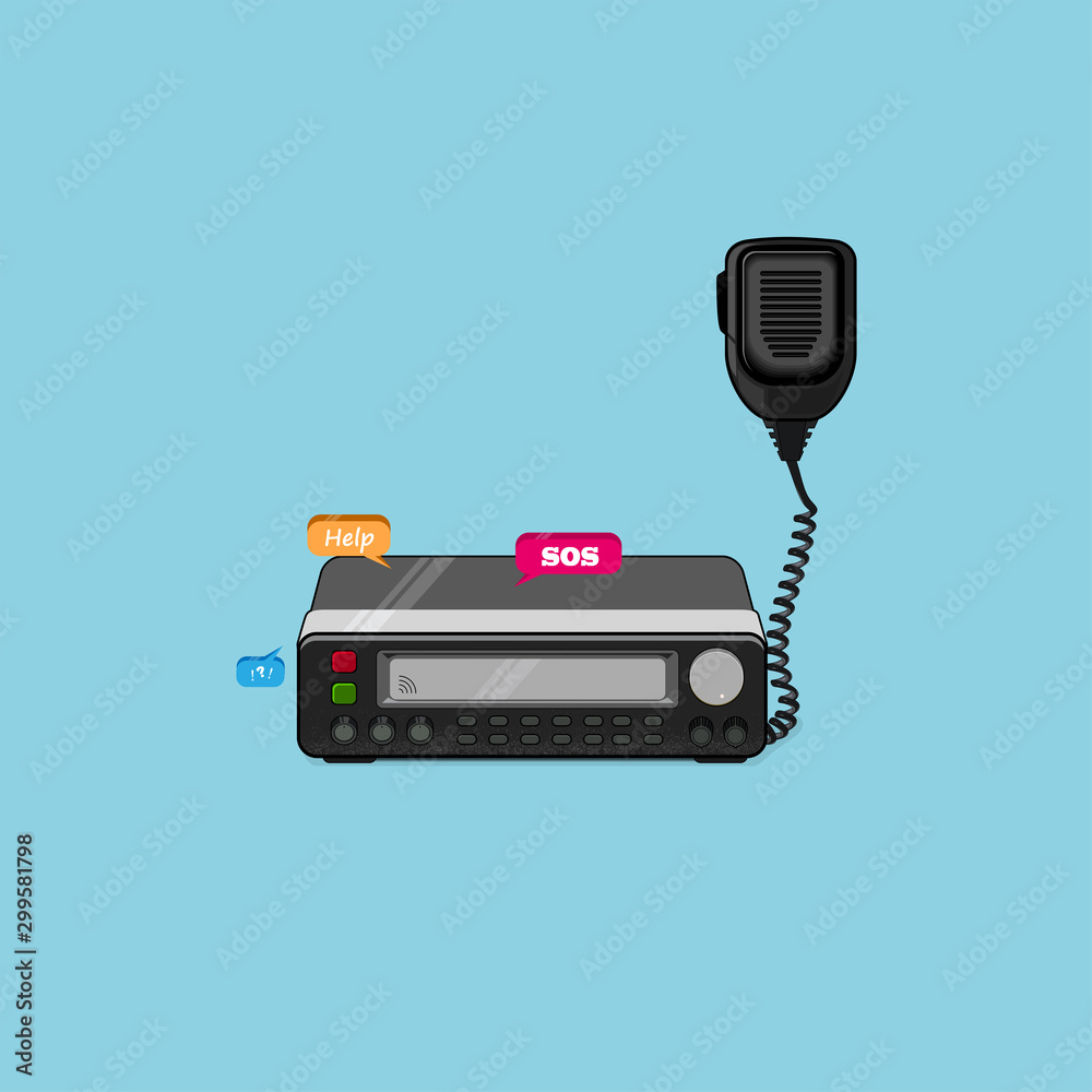 Car Radio Transceiver, Walkie Talkie Vector Illustration.radio transceiver  station and loud speaker holding on air ,use for ham connection and amateur  radio gear theme Stock Vector | Adobe Stock