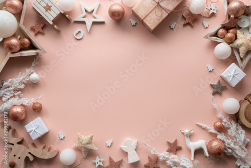 Canvastavla Merry Christmas background concept, winter holidays and happy new year card whit