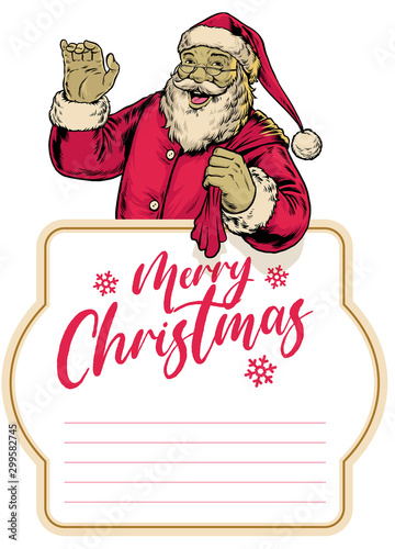 happy vintage santa claus greeting merry christmas