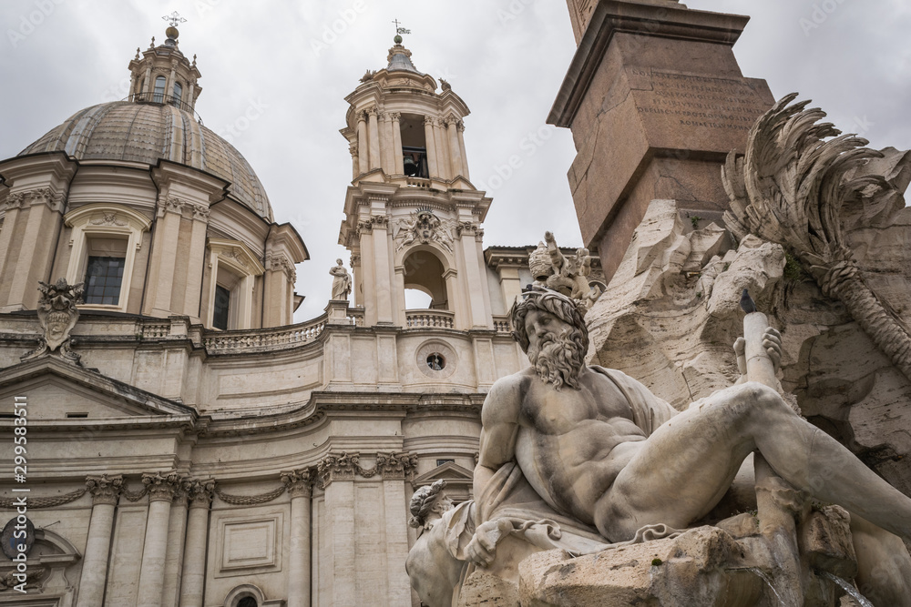 Obraz premium Fontana dei Fiumi in Piazza Navona in Rome. Bernini's work.