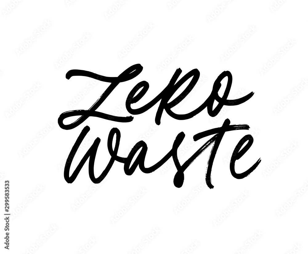 Zero waste ink pen freehand calligraphy. Grunge brushstroke phrase isolated vector lettering. Zero waste ink pen freehand calligraphy. Grunge brushstroke phrase isolated vector lettering.