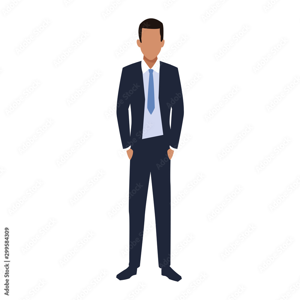 avatar businessman standing icon, flat design