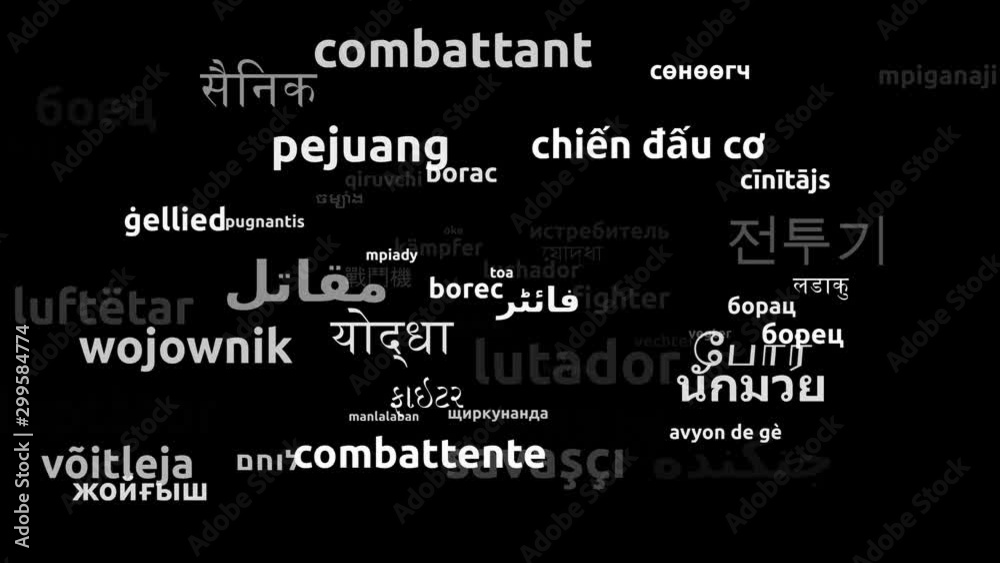 Fighter Translated in 59 Worldwide Languages Endless Looping 3d Zooming Wordcloud Mask Fighter Translated in 59 Worldwide Languages Endless Looping 3d Zooming Wordcloud Mask