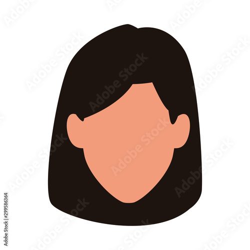 default woman face icon, flat design
