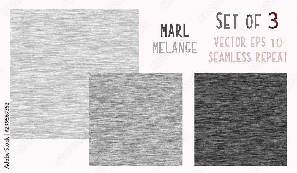 Grey Marl Heather Texture Background. Faux Cotton Fabric with Vertical T  Shirt Style. Vector Pattern Design.