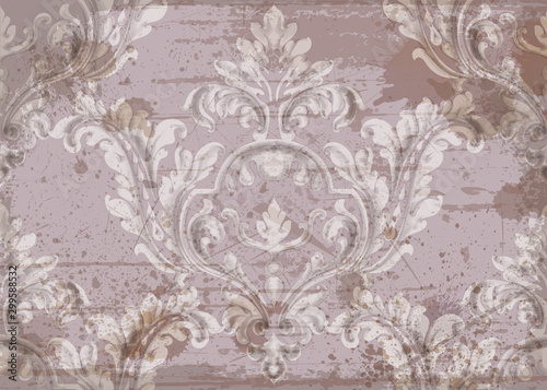 Rococo texture pattern Vector. Floral ornament decoration. Victorian engraved...