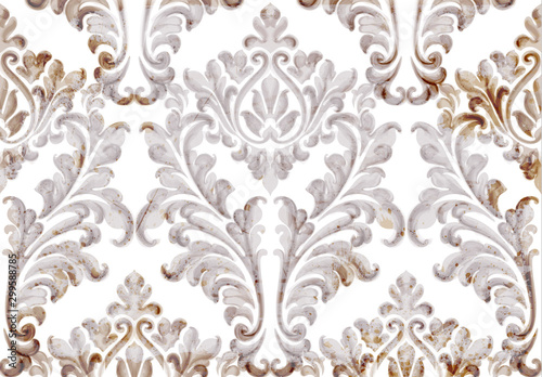 Rococo texture pattern Vector. Floral ornament decoration. Victorian engraved...