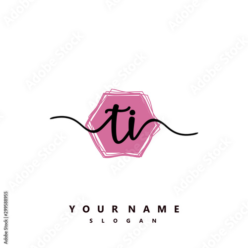 TI Initial handwriting logo vector