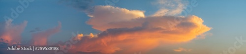 Fototapeta Naklejka Na Ścianę i Meble -  Clouds near sunset before rain blue sky Panoramic