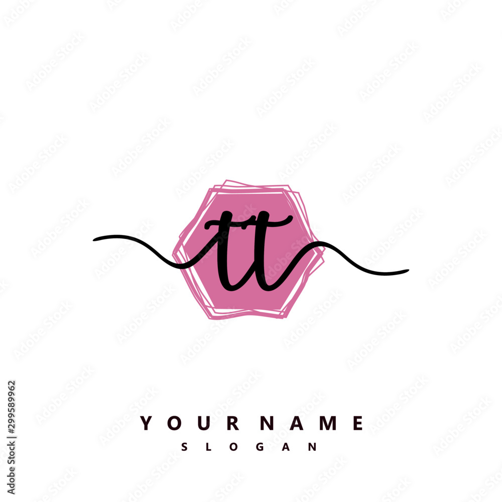 TT Initial handwriting logo vector TT Initial handwriting logo vector