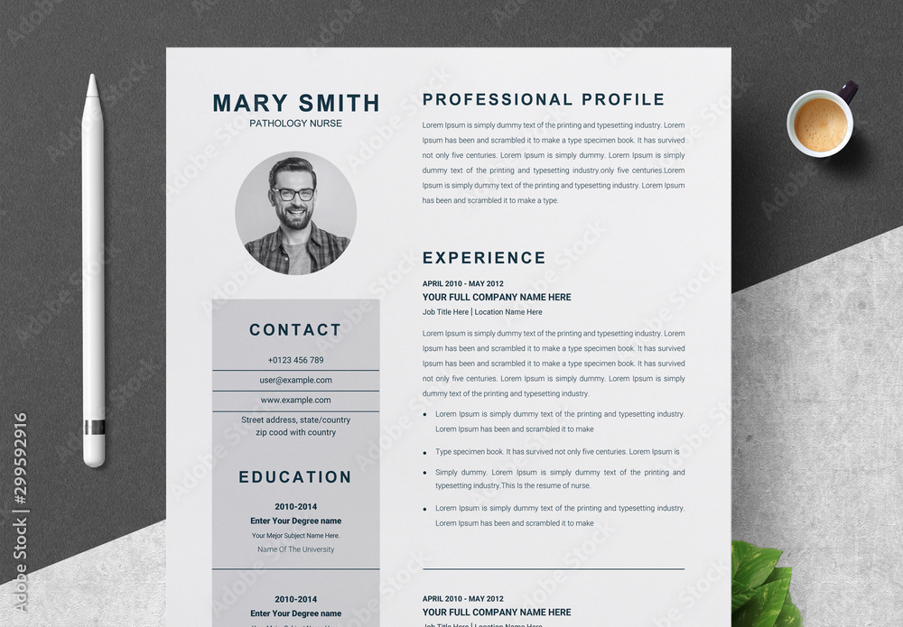 Resume Layout Set with Grey Accent Stock Template | Adobe Stock