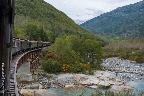 Beautiful Alaska: White Pass railway crossing a river