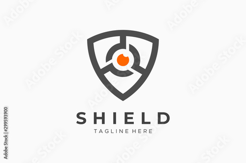 Shield With Eye Security Logo Protection Symbol Secure Icon Flat Vector Logo Design