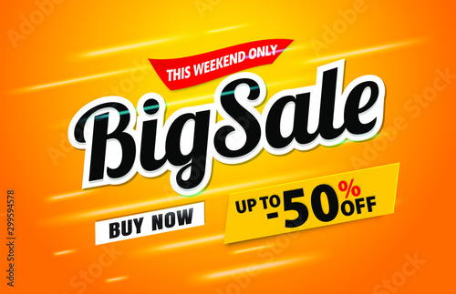 Big sale banner template yellow up to 50% off