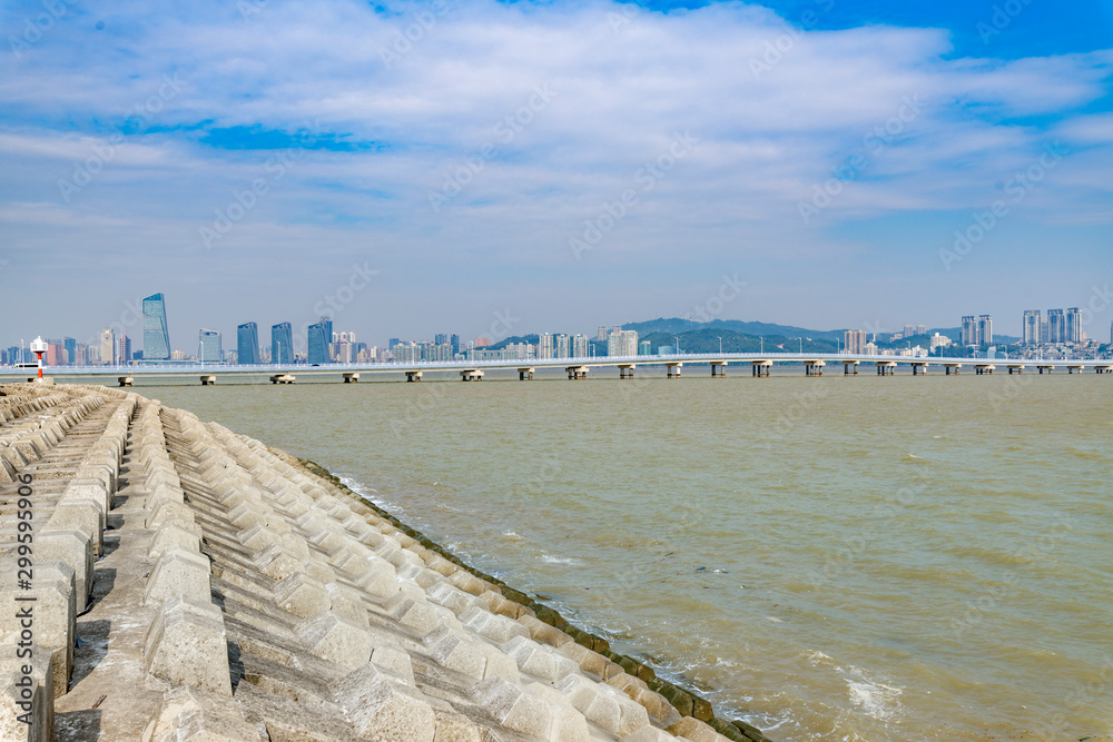 The coastal landscape of Zhuhai City, Guangdong Province, China