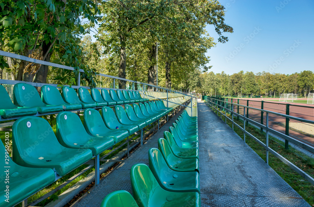 Spectator seats for watching the game of athletes at the stadium, Luzhniki, Moscow