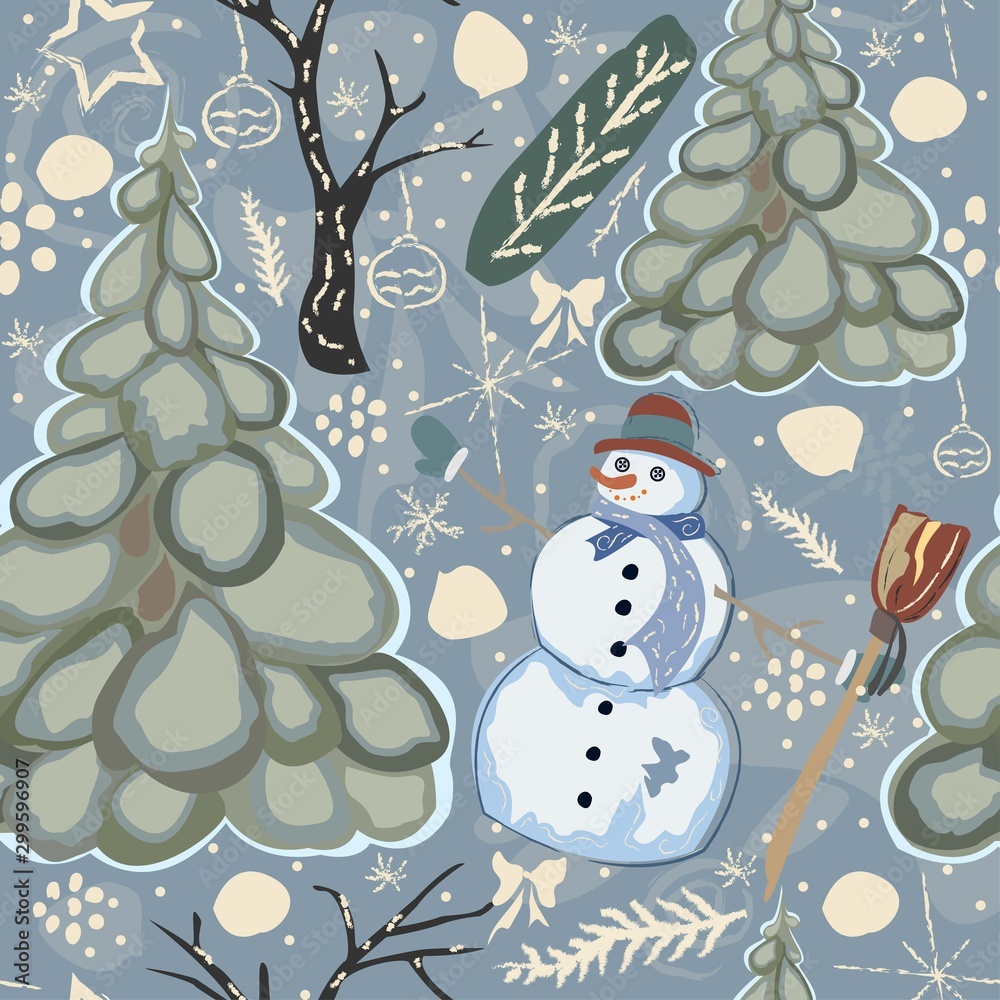 Colorful Seamless Winter Pattern.