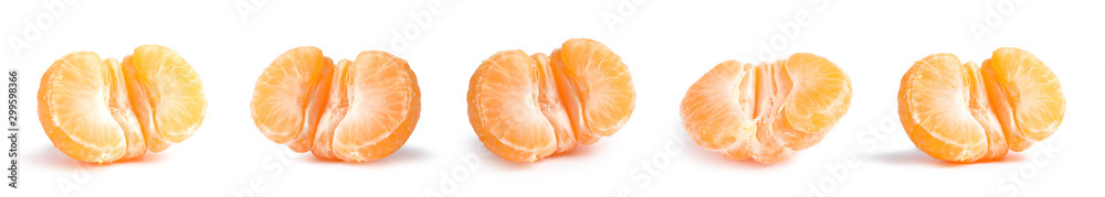Set of fresh ripe tangerines on white background Set of fresh ripe tangerines on white background