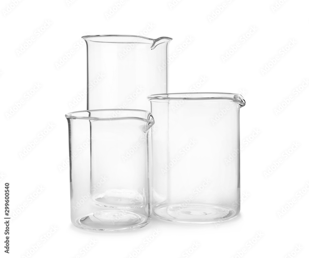 Empty beakers for laboratory analysis on white background Empty beakers for laboratory analysis on white background