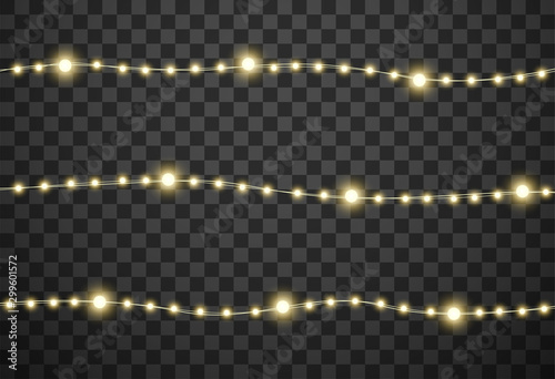 Christmas lights isolated on transparent background  vector illustration