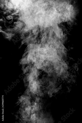white smoke isolated, abstract powder, water spray on black background. © media-ja