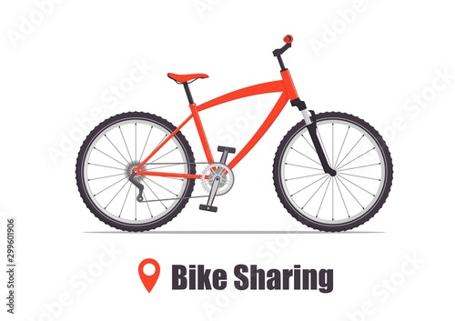 Modern city or mountain bicycle for bike sharing service. Multi-speed sport bicycle for adults. Bike sharing concept illustration, vector.