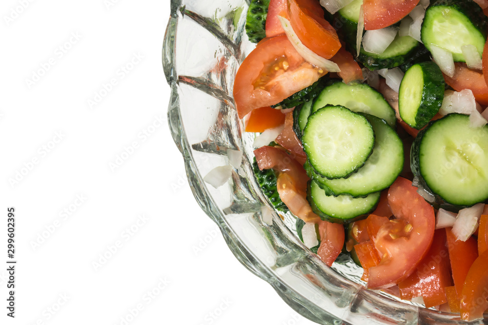 Tomato and cucumber salad. fresh chopped vegetables in a bowl. healthy vegetarian food Tomato and cucumber salad. fresh chopped vegetables in a bowl. healthy vegetarian food