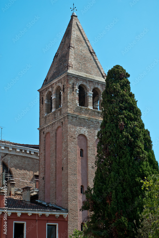 Venice, Italy: Tower of the church San Vidal, district San Marco