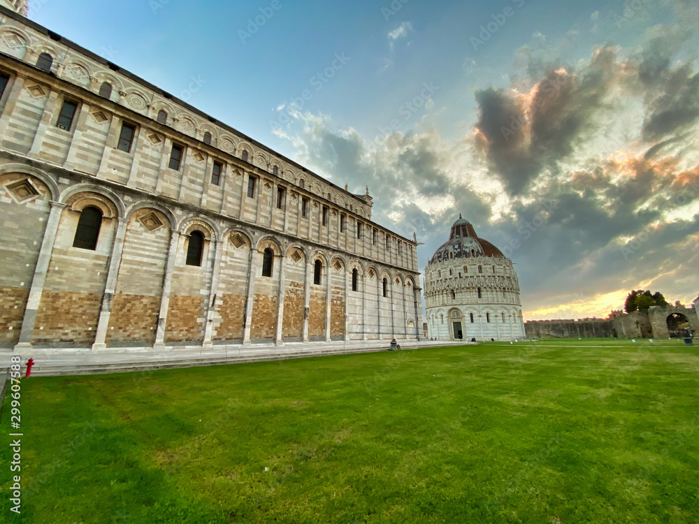 Cathedral of Pisa at sunset, Field of Miracles, Tuscany, Italy