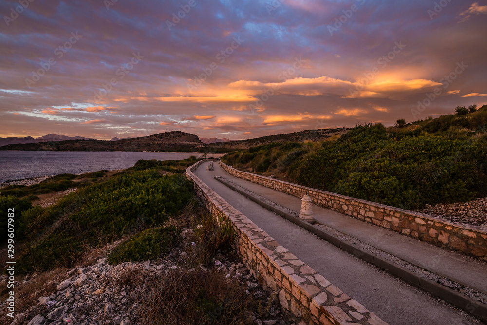 Fototapeta premium Sunset In Ksamil, Butrint National Park, Albania