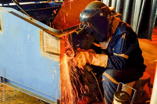 Welder technician work in fabrication shop
