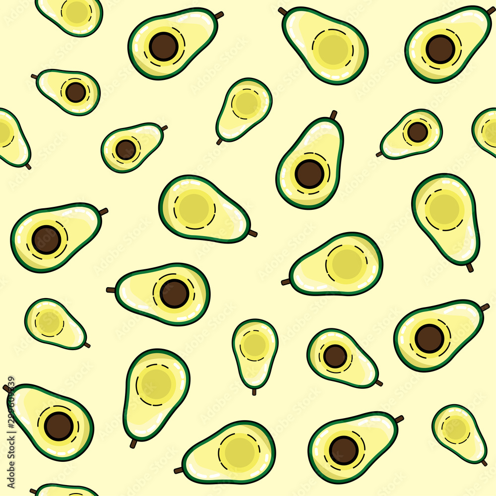 Avocado seamless pattern for print, fabric and organic, vegan, raw products packaging. Texture for eco and healthy food Avocado seamless pattern for print, fabric and organic, vegan, raw products packaging. Texture for eco and healthy food