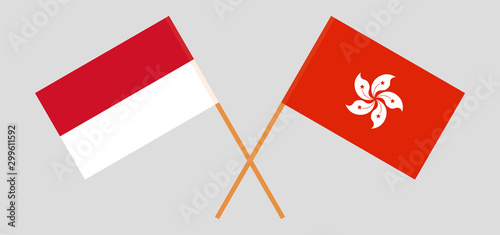 Hong Kong and Indonesia. Hongkong and Indonesian flags