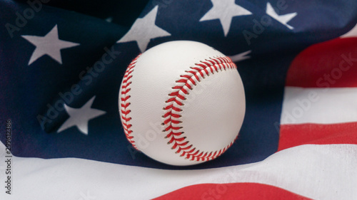 Photography baseball on USA flag