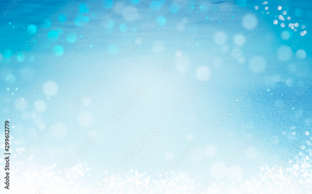 abstract winter blue background with snow, christmas composition