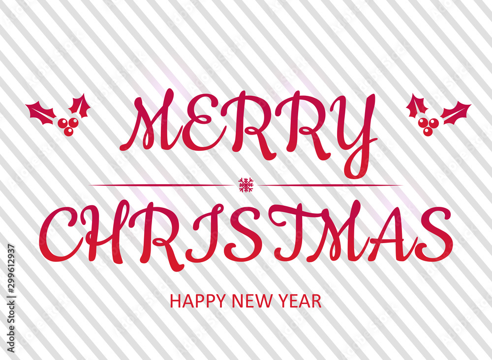 Christmas hand drawn lettering. Xmas text isolated on white for postcard, poster, banner design element. Merry Christmas script calligraphy. Xmas holiday lettering design.