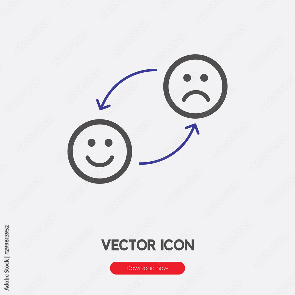 Changing emotions icon vector. Linear style sign for mobile concept and web design. Changing mood symbol illustration. Pixel vector graphics - Vector. Changing emotions icon vector. Linear style sign for mobile concept and web design. Changing mood symbol illustration. Pixel vector graphics - Vector.