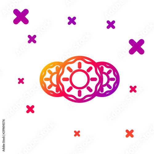 Color line Donut with sweet glaze icon isolated on white background. Gradient random dynamic shapes. Vector Illustration